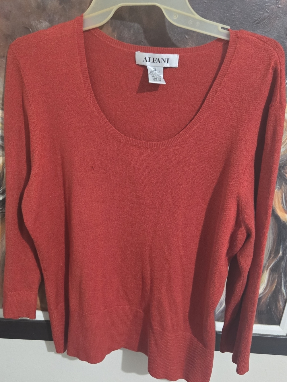 Alfani Women's Rust-Red Scoop Neck Sweater